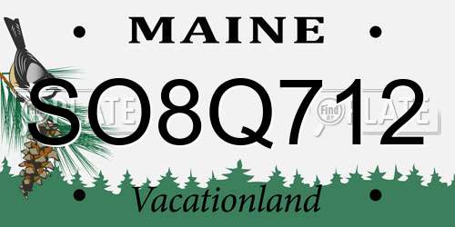 SO8Q712 Maine License Plate