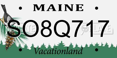SO8Q717 Maine License Plate