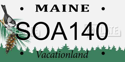 SOA140 Maine License Plate