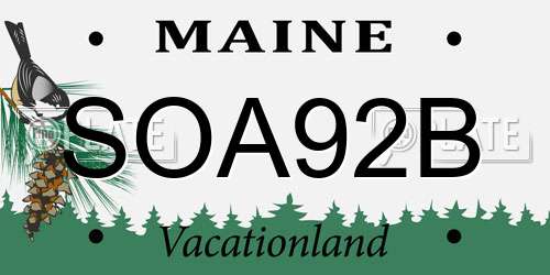 SOA92B Maine License Plate