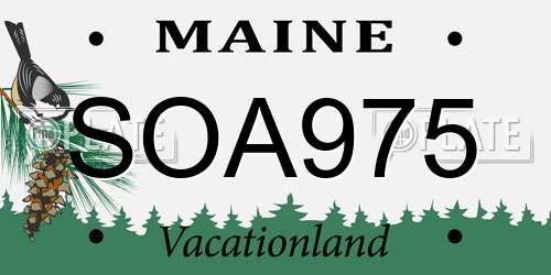 SOA975 Maine License Plate