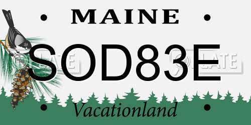 SOD83E Maine License Plate