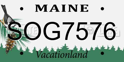 SOG7576 Maine License Plate