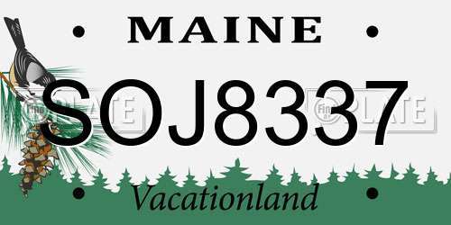SOJ8337 Maine License Plate