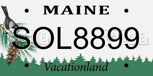 SOL8899 Maine License Plate