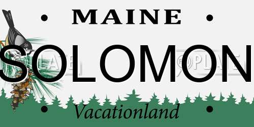 SOLOMON Maine License Plate