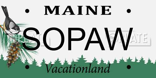 SOPAW Maine License Plate