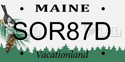 SOR87D Maine License Plate