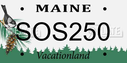 SOS250 Maine License Plate