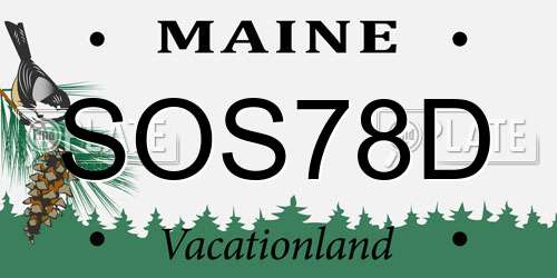 SOS78D Maine License Plate