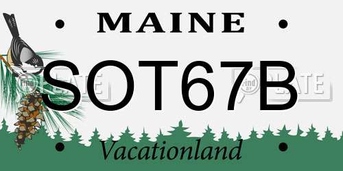 SOT67B Maine License Plate