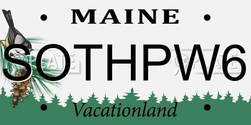 SOTHPW6 Maine License Plate