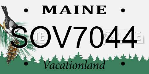 SOV7044 Maine License Plate