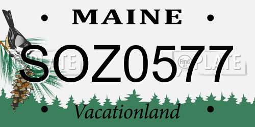 SOZ0577 Maine License Plate