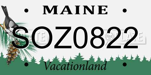 SOZ0822 Maine License Plate