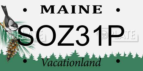 SOZ31P Maine License Plate