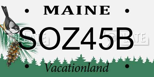 SOZ45B Maine License Plate