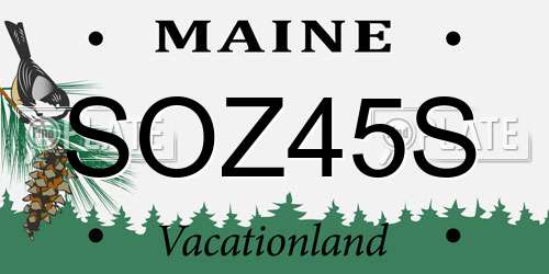 SOZ45S Maine License Plate