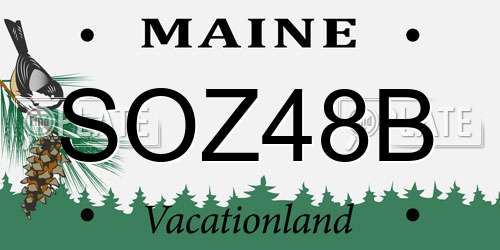 SOZ48B Maine License Plate