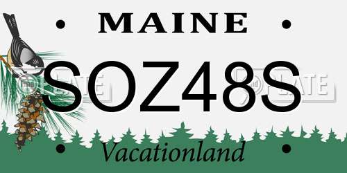 SOZ48S Maine License Plate
