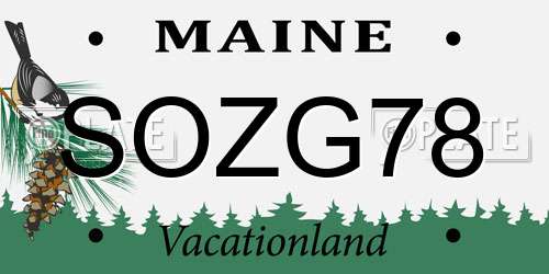 SOZG78 Maine License Plate