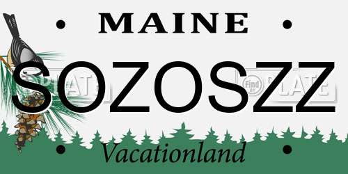 SOZOSZZ Maine License Plate