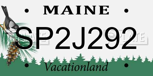 SP2J292 Maine License Plate