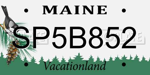 SP5B852 Maine License Plate