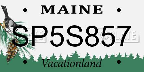 SP5S857 Maine License Plate