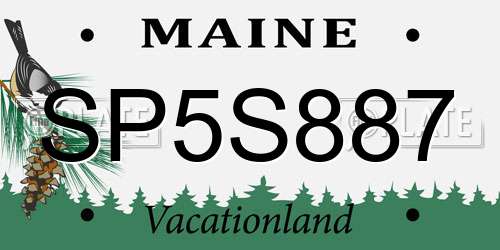 SP5S887 Maine License Plate
