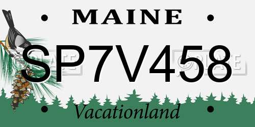 SP7V458 Maine License Plate