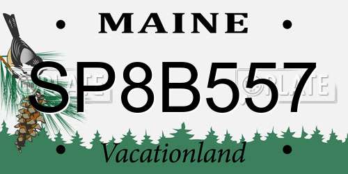 SP8B557 Maine License Plate