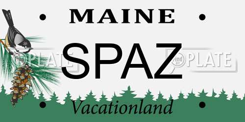 SPAZ Maine License Plate