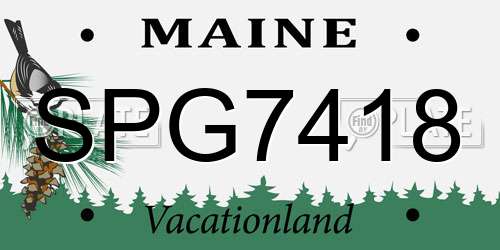 SPG7418 Maine License Plate