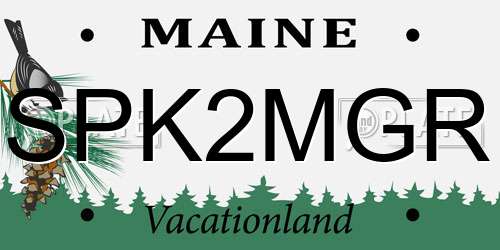SPK2MGR Maine License Plate