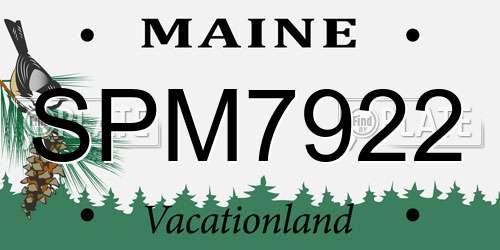 SPM7922 Maine License Plate