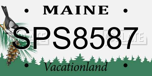 SPS8587 Maine License Plate