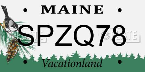 SPZQ78 Maine License Plate