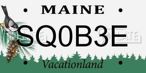 SQ0B3E Maine License Plate