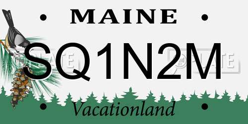 SQ1N2M Maine License Plate