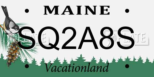 SQ2A8S Maine License Plate