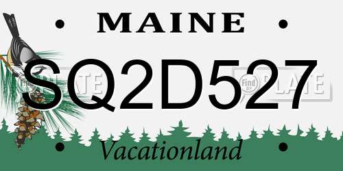 SQ2D527 Maine License Plate