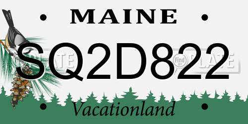 SQ2D822 Maine License Plate