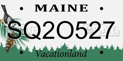 SQ2O527 Maine License Plate