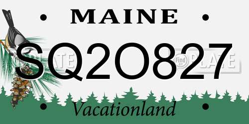SQ2O827 Maine License Plate