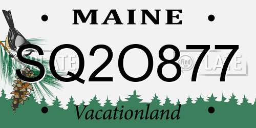 SQ2O877 Maine License Plate