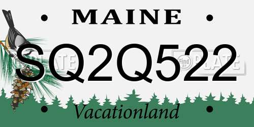 SQ2Q522 Maine License Plate