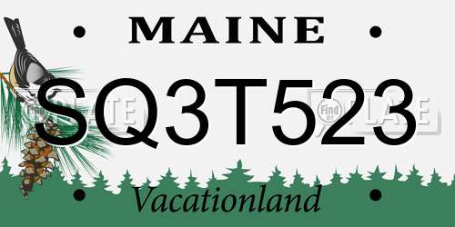 SQ3T523 Maine License Plate