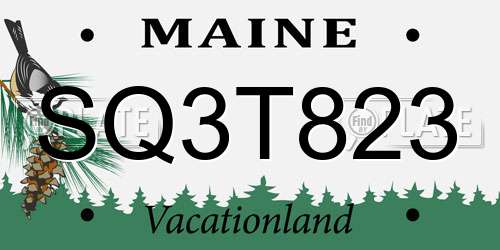 SQ3T823 Maine License Plate