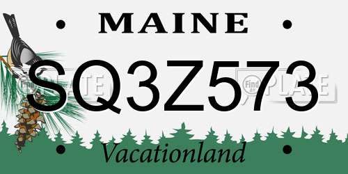 SQ3Z573 Maine License Plate